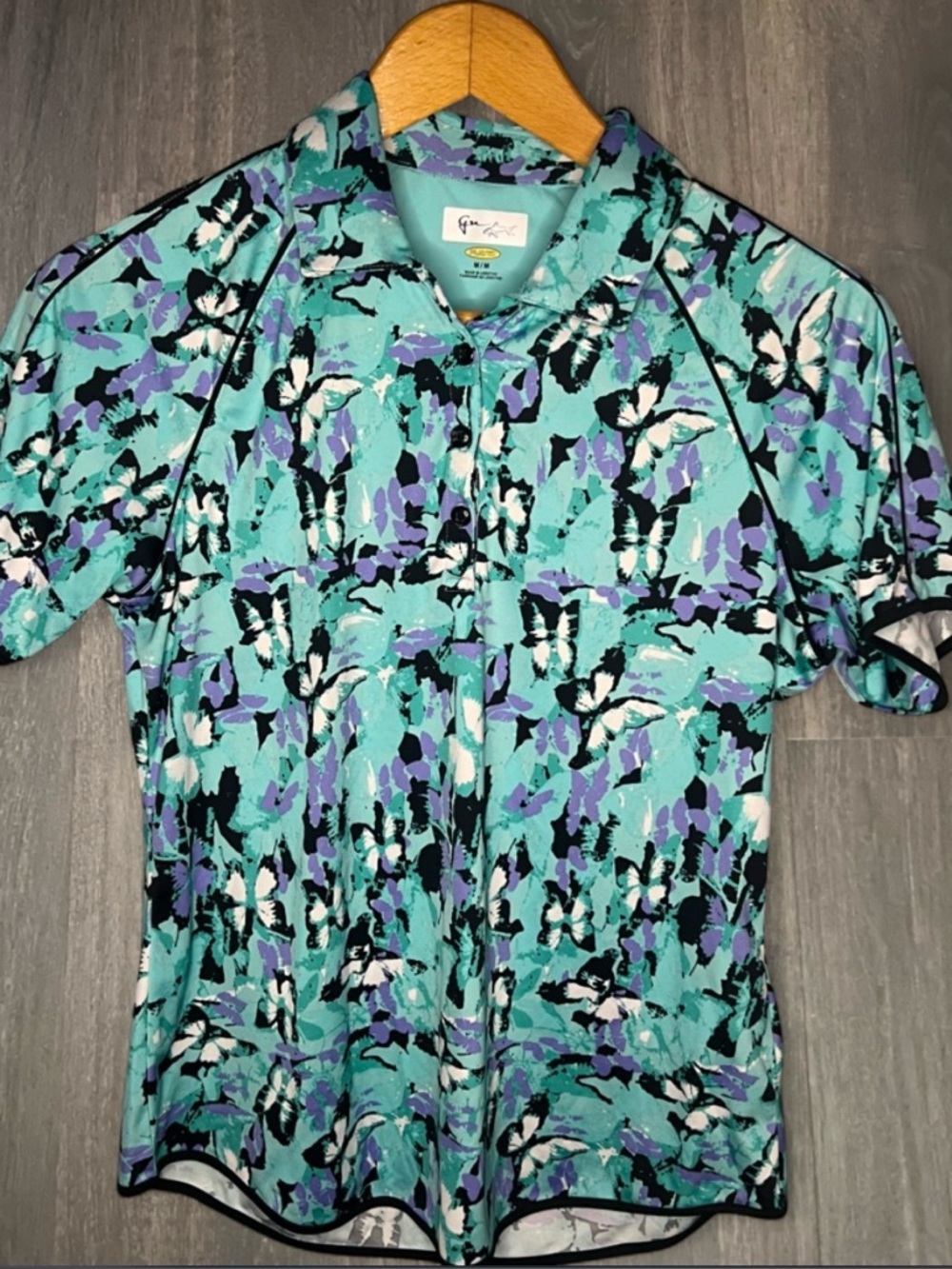 Greg Norman Performance Polo Shirt Medium Dri-Fit Floral‎ Golf Athleisure